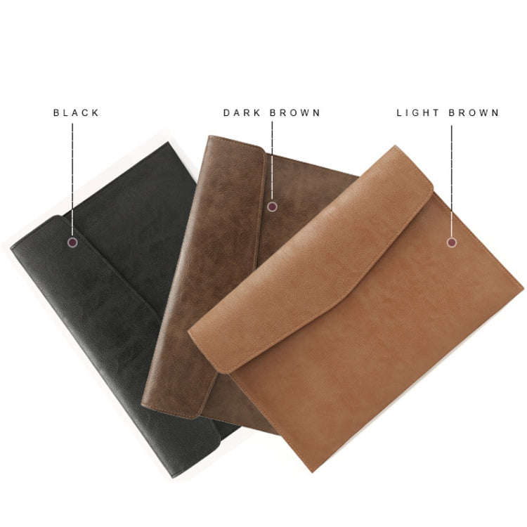 PU Leather Litchi Pattern Sleeve Case For 13.3 Inch Laptop, Style: Single Bag  (Dark Brown)