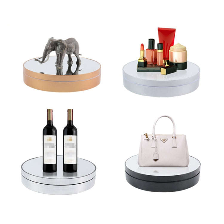 25cm Adjustable Speed Electric Rotating Display Stand Video Shooting Props Turntable(White Mirror)
