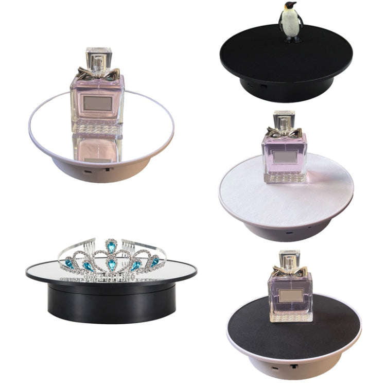 20cmTwo-Way Turntable Display Stand Video Shooting Props Turntable(White + White Velvet)