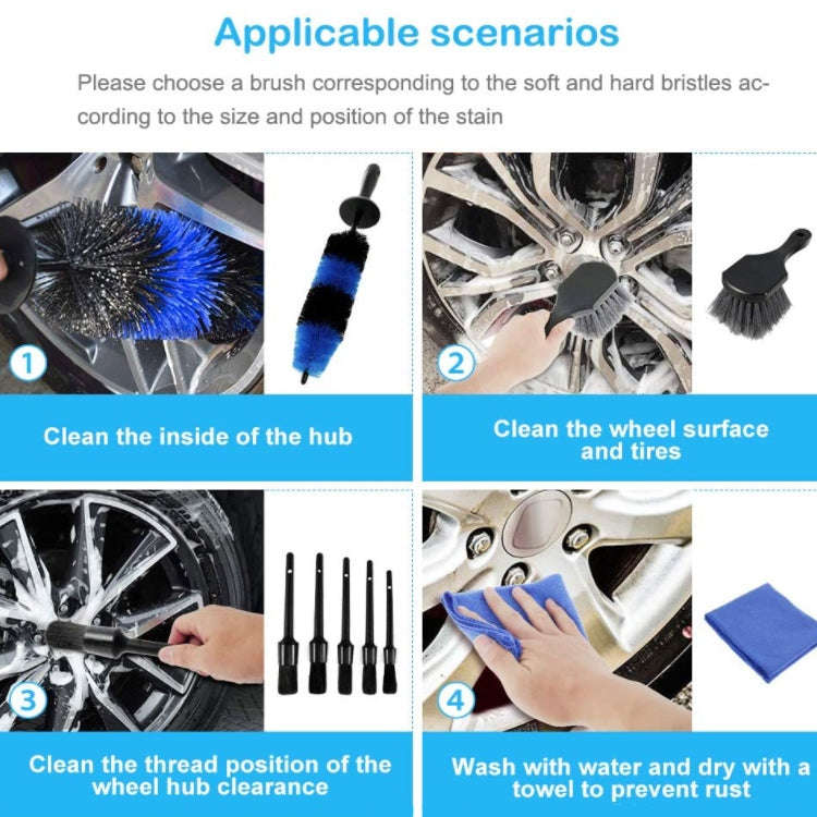 9 PCS / Set Car Wash Detail Brush Short Shank Tire Brush