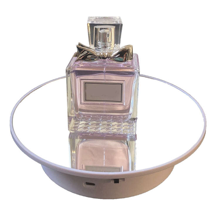 25cm USB Power Rotating Display Stand Video Shooting Props Turntable(White Mirror)