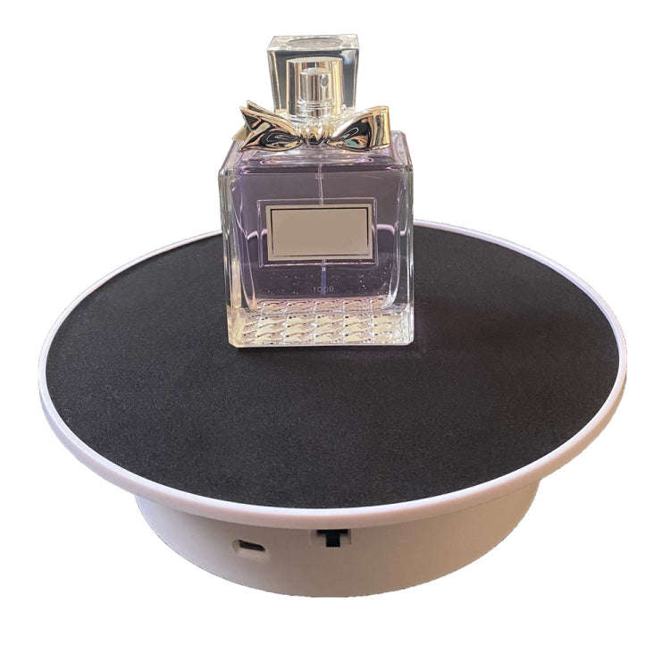 25cm USB Power Rotating Display Stand Video Shooting Props Turntable(White+Black Velvet)