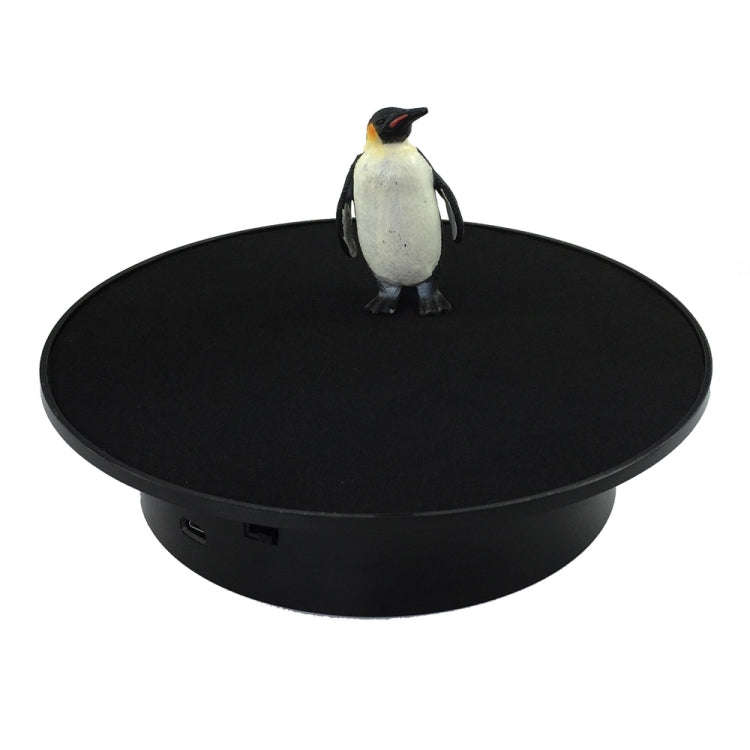 25cm USB Power Rotating Display Stand Video Shooting Props Turntable(Black+Black Velvet)