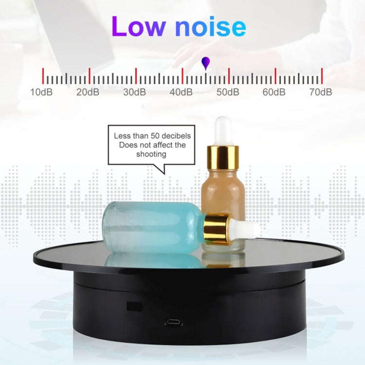 25cm USB Power Rotating Display Stand Video Shooting Props Turntable(White+Black Velvet)