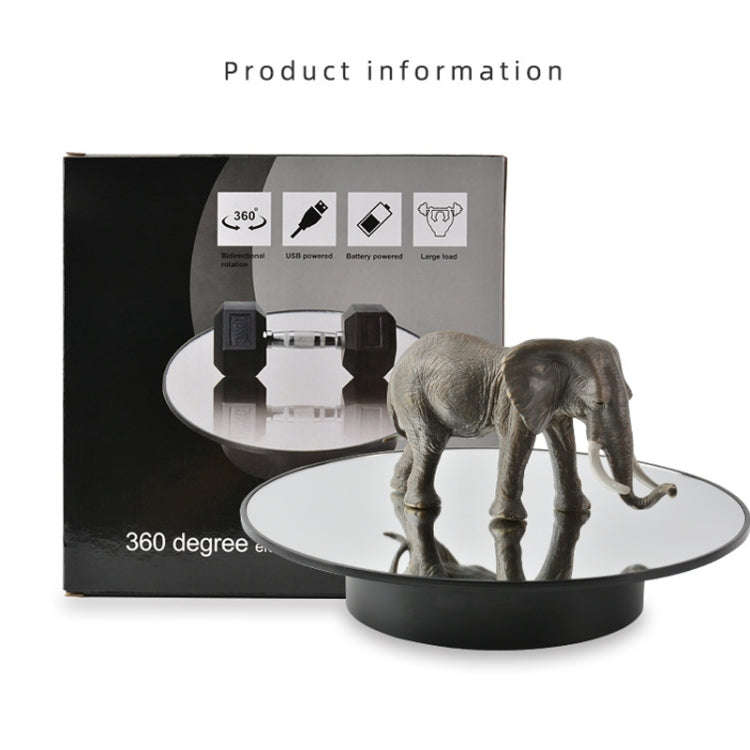 25cm USB Power Rotating Display Stand Video Shooting Props Turntable(White+Black Velvet)