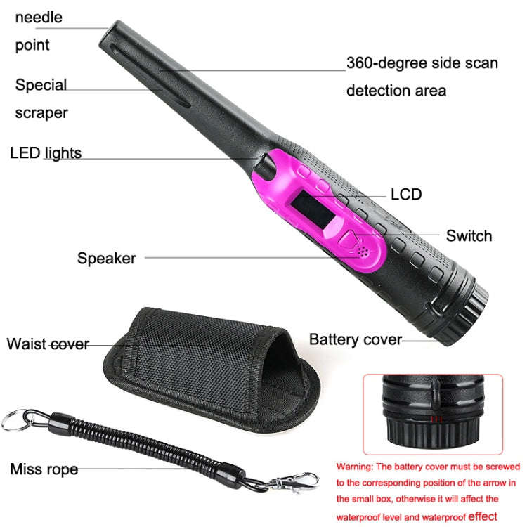 HS-11 Outdoor Handheld Treasure Hunt Small Metal Detector Positioning Rod(Black Purple)