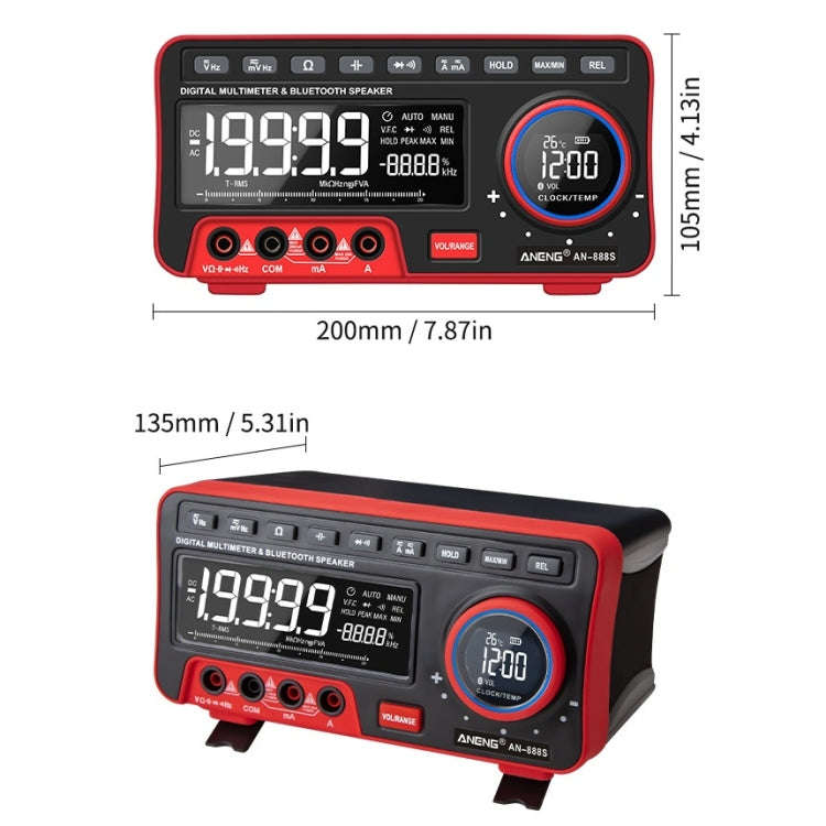 ANENG AN-888S Bluetooth Audio Display Voltage Current Multimeter, Standard No Battery(Black Red)