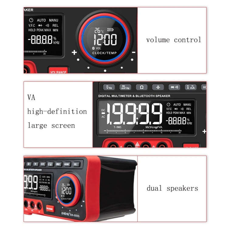 ANENG AN-888S Bluetooth Audio Display Voltage Current Multimeter, Standard No Battery(Black Red)
