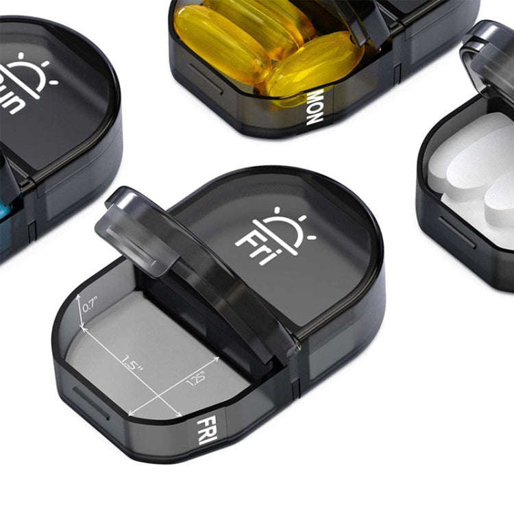 14 Compartment Medicine Box Plastic Double Row Leather Bag Pill Box(Black)