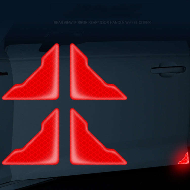 4pcs /Set Car Safety Warning Reflective Anti-Strike Stickers, Color: Epoxy Red