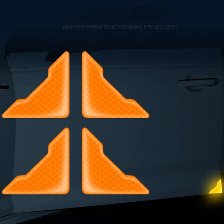 4pcs /Set Car Safety Warning Reflective Anti-Strike Stickers, Color: Epoxy Golden Yellow