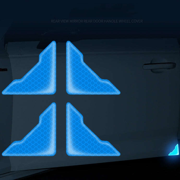 4pcs /Set Car Safety Warning Reflective Anti-Strike Stickers, Color: Epoxy Blue