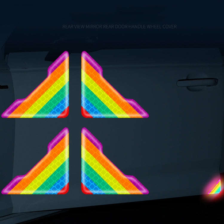 4pcs /Set Car Safety Warning Reflective Anti-Strike Stickers, Color: Epoxy Colorful