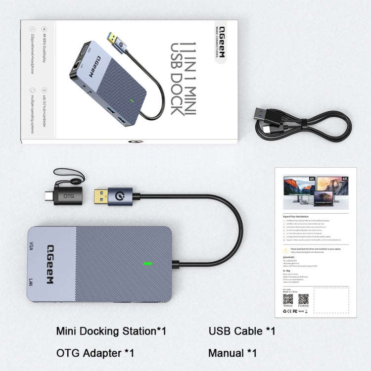 QGeeM 11 In 1 Multifunctional Type-C Extension HUB Adapter(  QG-D3908)