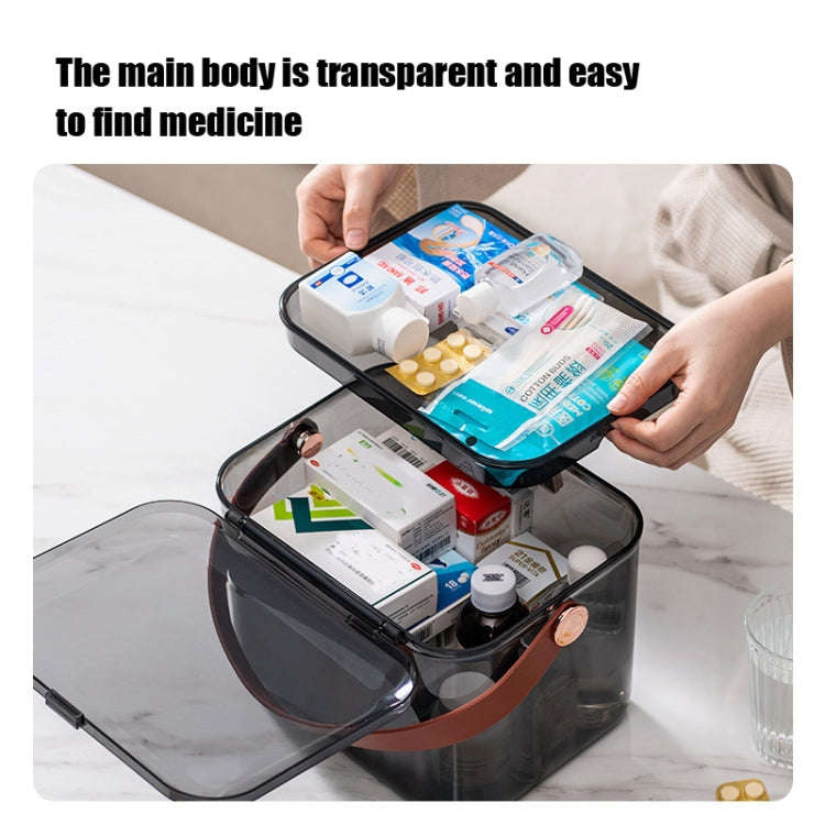 AA329 Double Layer Transparent Home Medicine Box Large Capacity Medicine Box(White)