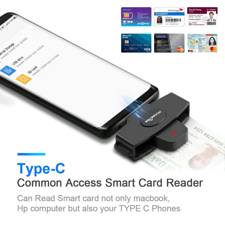 Rocketek CSCR3 Smart CAC Card Reader Type-c Bank Tax Declaration SIM Card/IC Card ID Card Reader(...