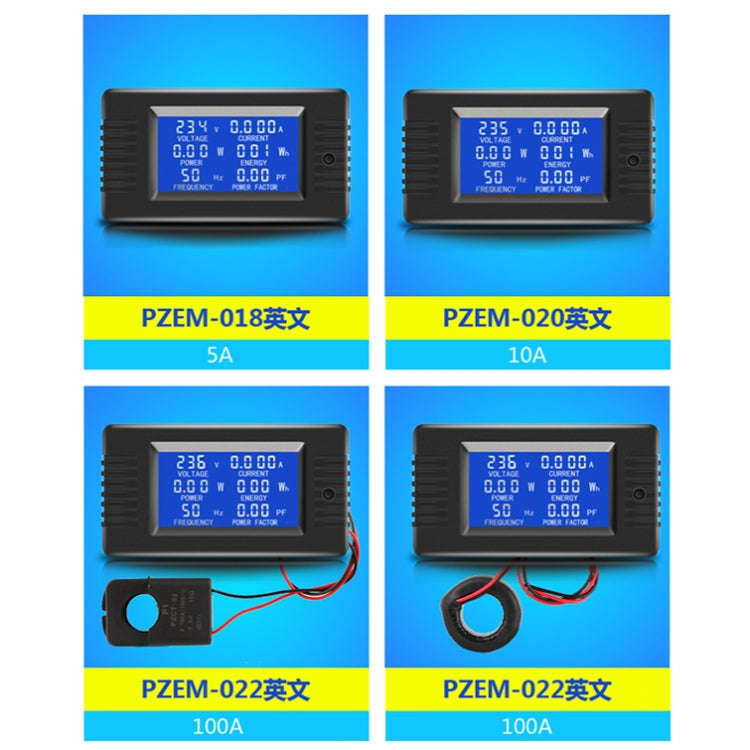 Peacefair English Version Multifunctional AC Digital Display Power Monitor, 100A (Open and Close CT)