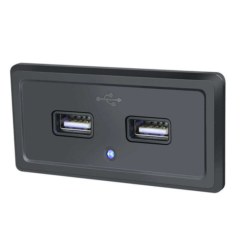 12V24V Route Bus Dual USB Charging Input Car Charger(Blue Light)