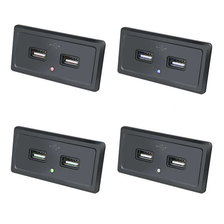 12V24V Route Bus Dual USB Charging Input Car Charger(Blue Light)