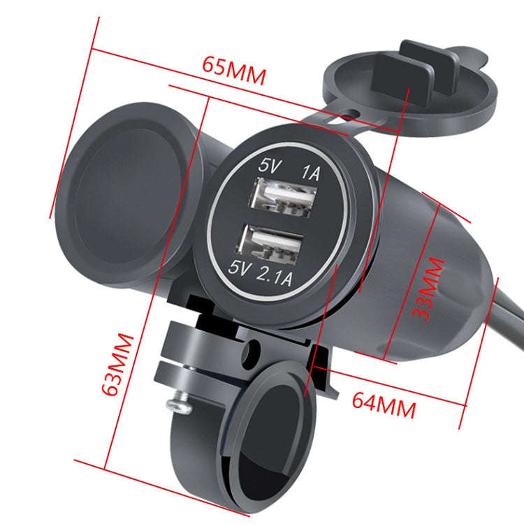 Motorcycle Modified With Bracket Dual USB 3.1A Charging With Temperature Voltage Bracket(Red Light)