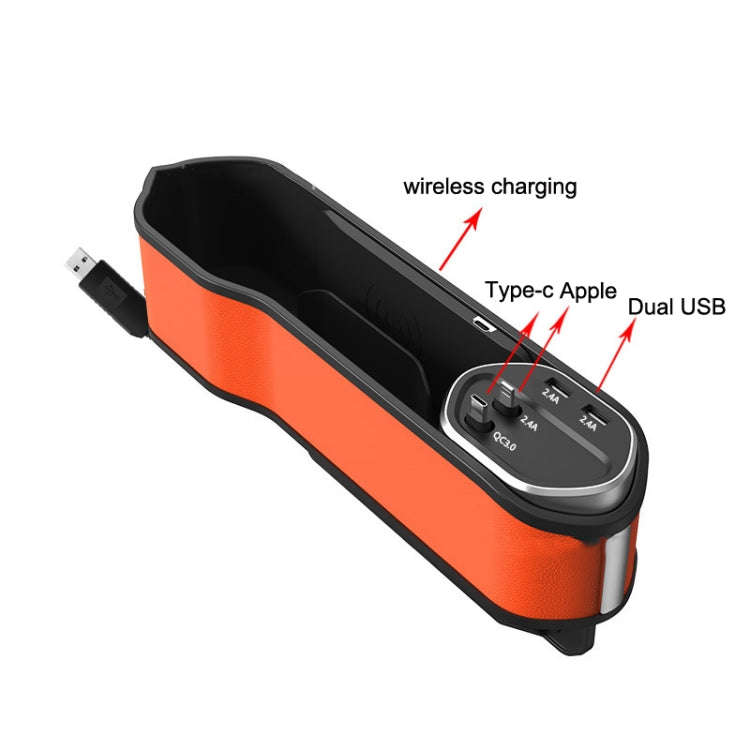 Multifunctional Car Seat Slot Storage Box, Style: USB With Wireless Charge Type