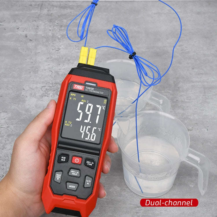TASI Contact Temperature Meter K-Type Thermocouple Probe Thermometer, Style: TA612B Dual Channels
