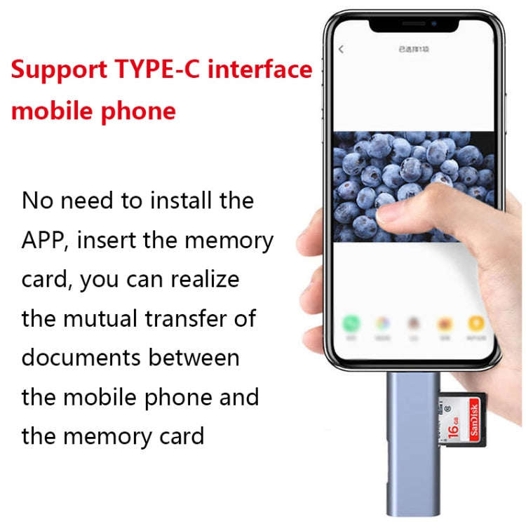 TYPE-C Multifunctional Phone Card Reader(Dark Gray)