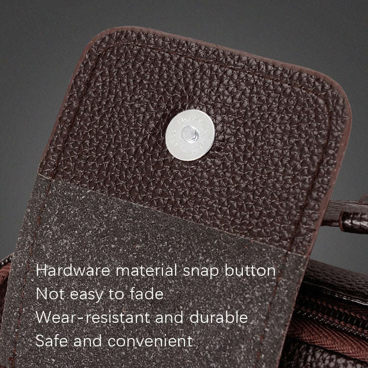 WEIXIER D235 Men Shoulder Bag Portable PU Leather Handbag(Plain Texture Dark Brown)