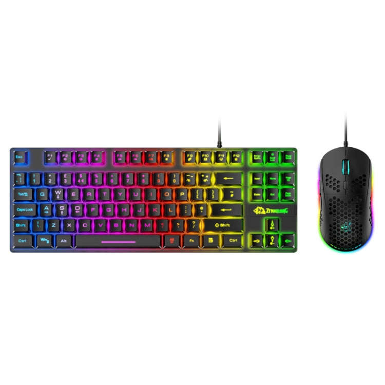 ZIYOU LANG T2 88 Keys Gaming Mechanical Luminous Keyboard and Mouse Set, Cable Length: 1.6m(Black)