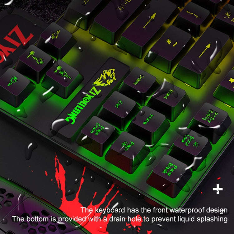 ZIYOU LANG T2 88 Keys Gaming Mechanical Luminous Keyboard and Mouse Set, Cable Length: 1.6m(Black)