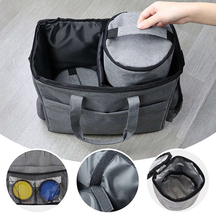 Travel Portable Carry Out Pet Supplies Storage Single-shoulder Bag Without Dog Bowl(Gray)