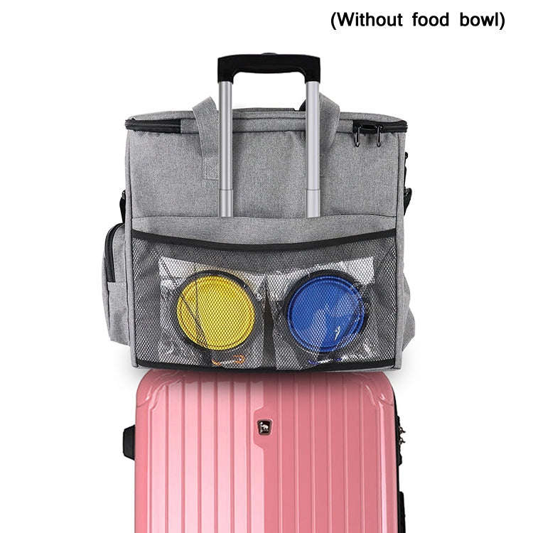 Travel Portable Carry Out Pet Supplies Storage Single-shoulder Bag Without Dog Bowl(Gray)