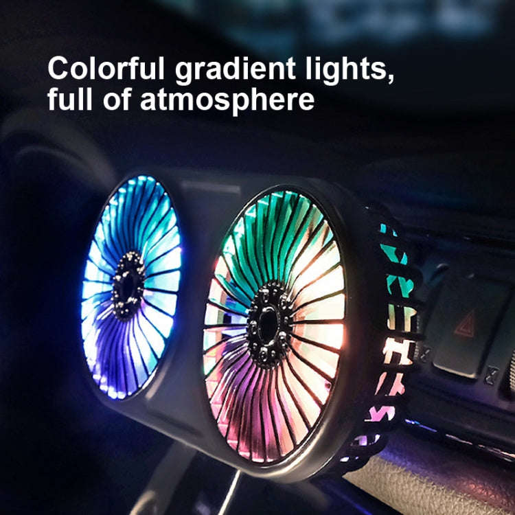 F211 Car Double Head With Led Electric Fan Car Air Outlet Instrument Panel USB Mini Fan(Pink)