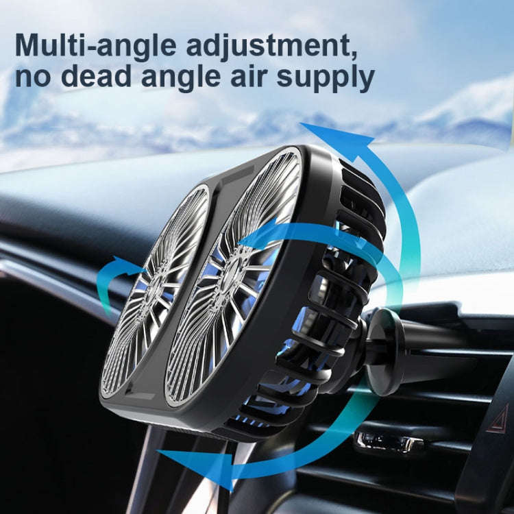 F211 Car Double Head With Led Electric Fan Car Air Outlet Instrument Panel USB Mini Fan(Pink)