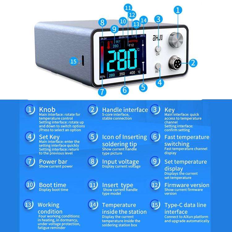 AIXUN T3A Soldering Station+T245 Welding Pen Precision Repair Welding Tool Set(EU Plug)