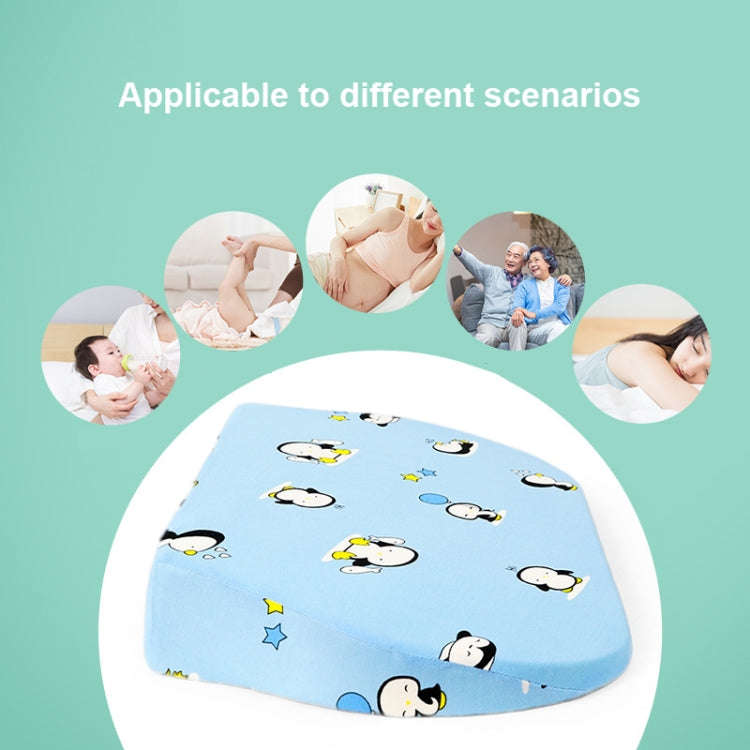 Newborn Baby Anti-spitting Milk Ramp Pad Ridge Protection Anti-spill Pillow(Blue Penguin)