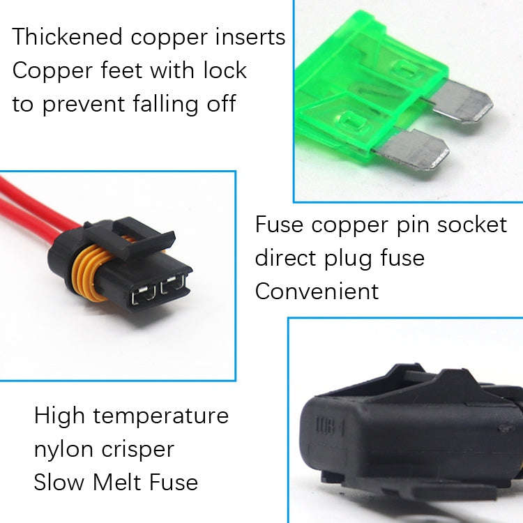 Car Slice Fuse Holder Waterproof Fuse Box Tape Line Fuse Box(Insurance Box With No.12 Cable)