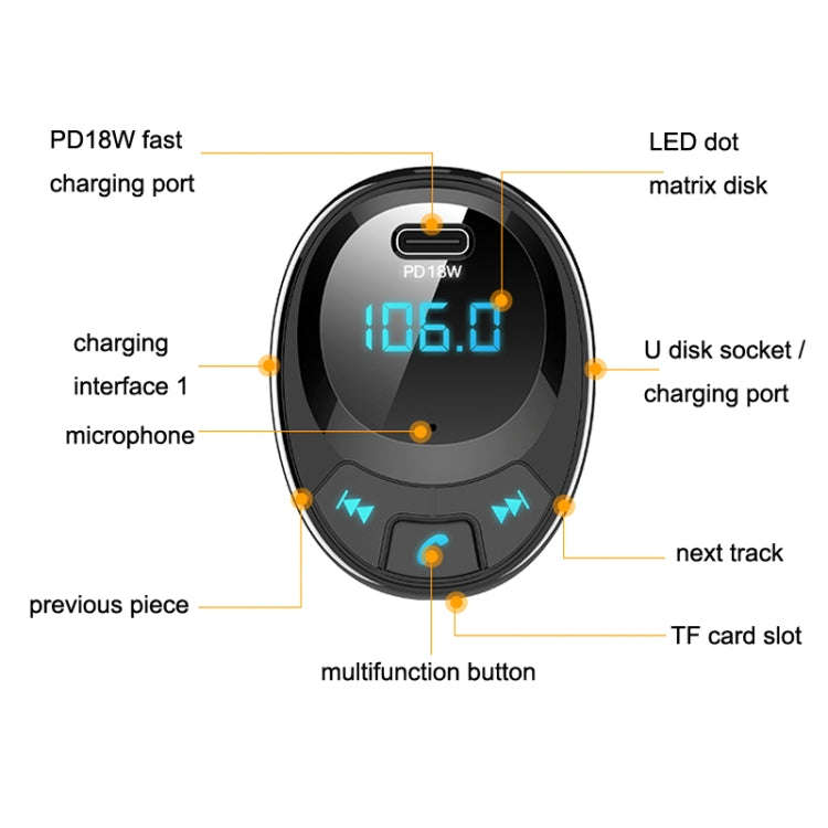 BT09 Car Bluetooth MP3 Digital Display Dual USB Charger(Black)