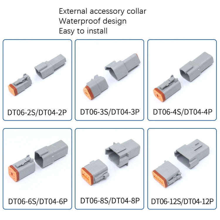 2 PCS DT04-8P / DT06-8S With Copper Car Waterproof Connector Conductive Connection Terminal