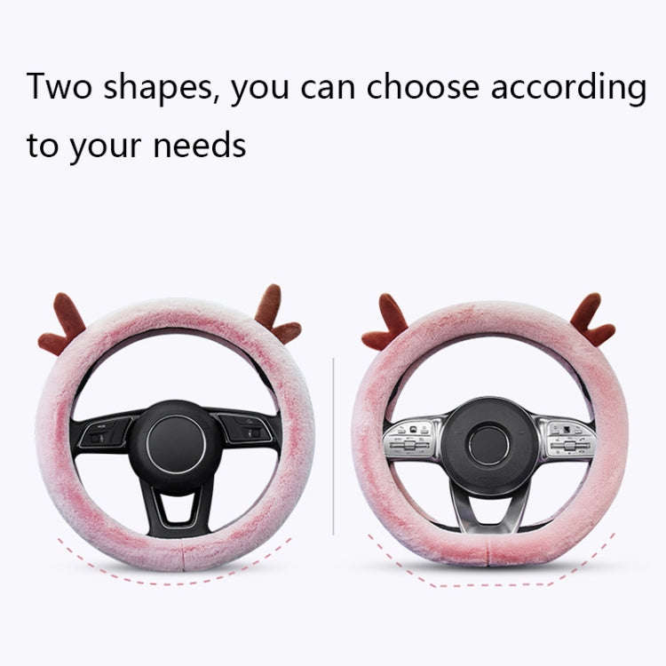 Antler Thick Plush Steering Wheel Cover, Style: O Type (Camel)