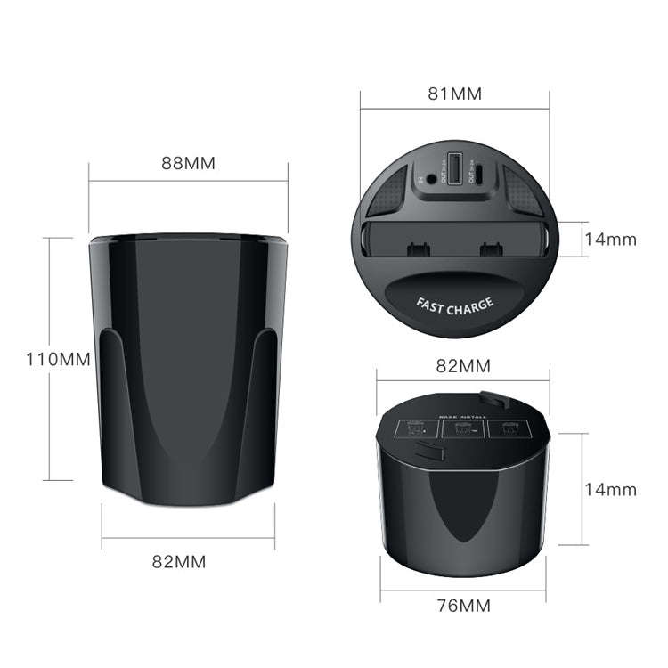 Car Cup 4 In 1 Wireless Charger Support 15W/10W/7.5W/5W Wireless Charging(X13)