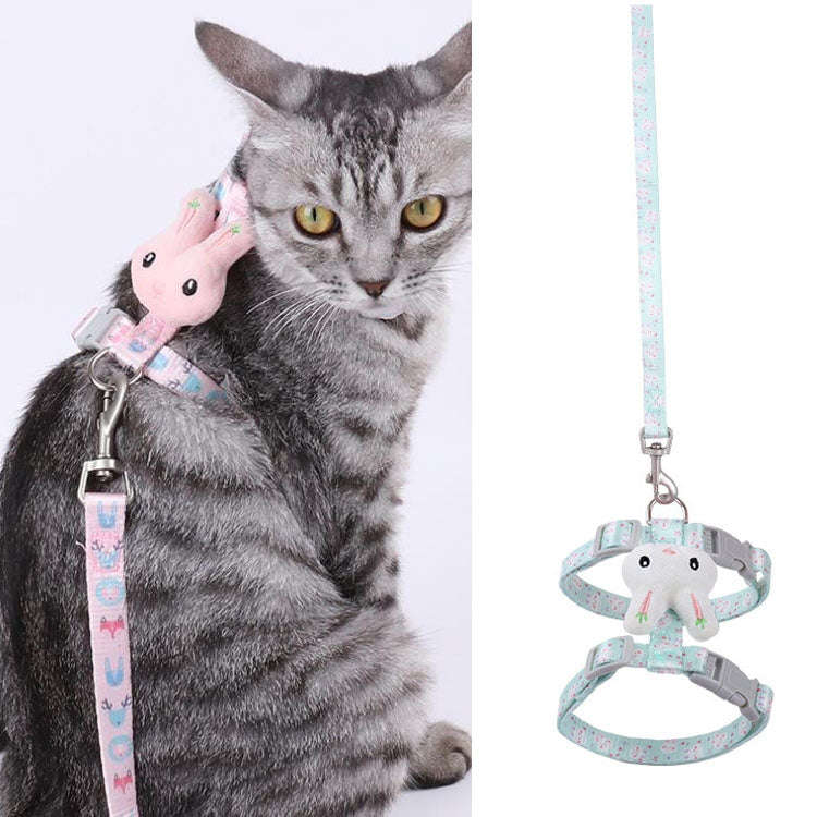 Rabbit Head Type Anti-breakaway Adjustable Cat Leash, Size: Small Suitable for Within 3kg(Green)