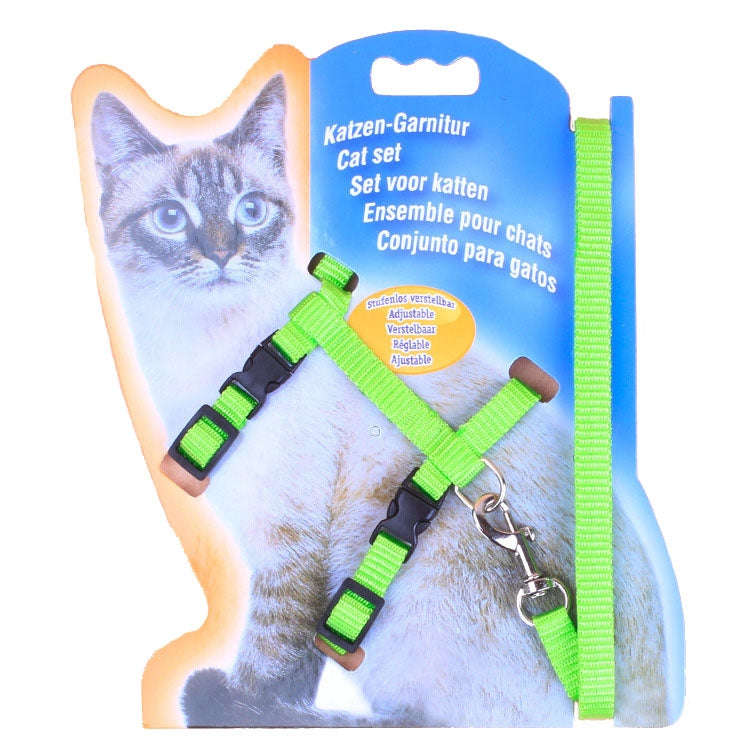 I-shaped Nylon Cat Leash Pet Chest Strap(Green)