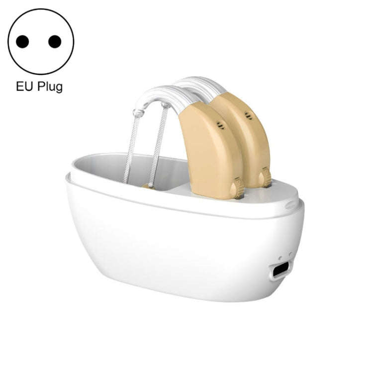 Elderly Use Can Charge Sound Amplifier Hearing Aid, Specification: EU Plug(Skin Color Double Mach...