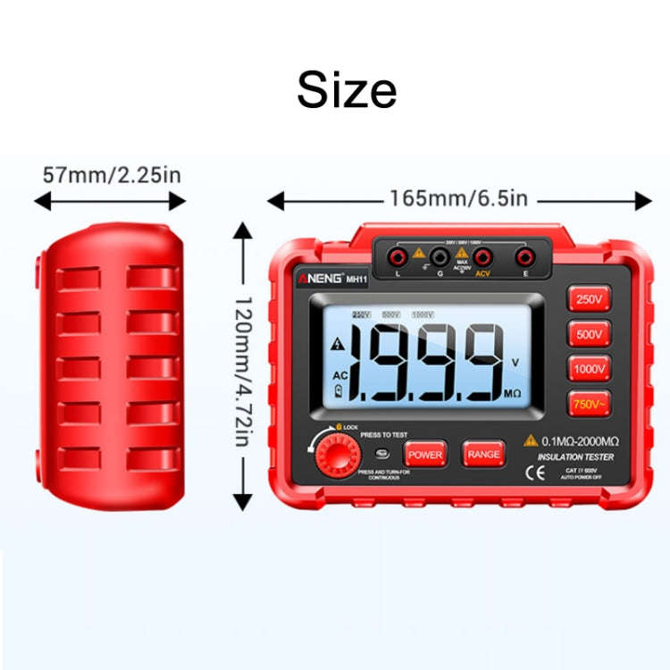 ANENG MH11 High Voltage Digital Insulation Resistance Voltage Tester(Red)