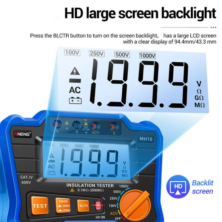 ANENG MH10 Digital High Precision Insulation Resistance Tester(Blue)