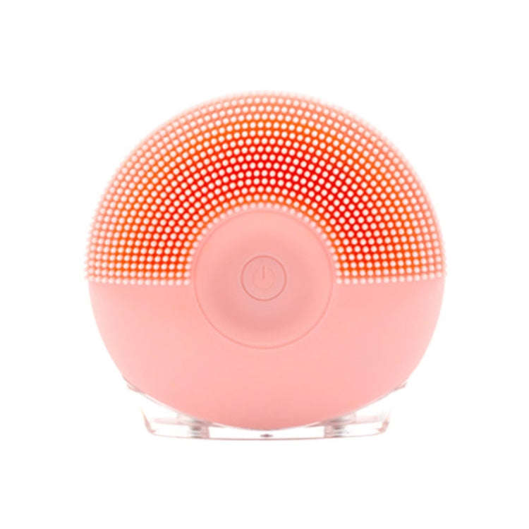Silicone Sound Wave Vibration Massage Cleansing Bristles Pore Cleaning Beauty Brush, Colour: Pink