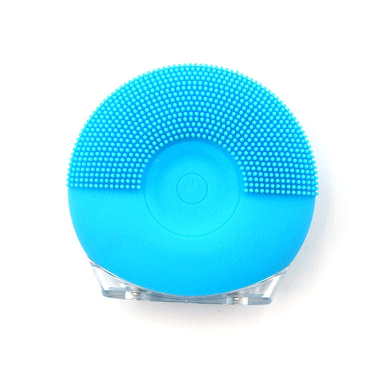 Silicone Sound Wave Vibration Massage Cleansing Bristles Pore Cleaning Beauty Brush, Colour: Blue