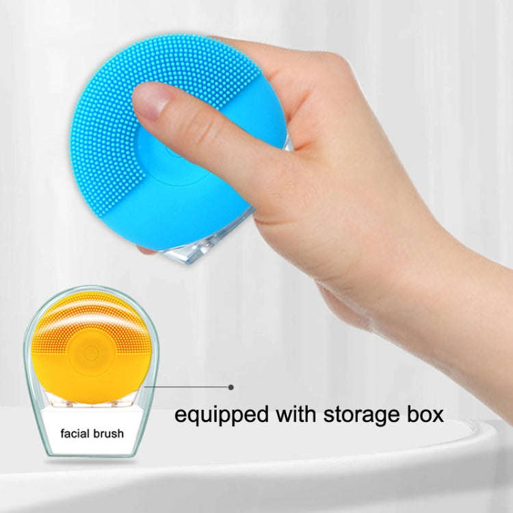 Silicone Sound Wave Vibration Massage Cleansing Bristles Pore Cleaning Beauty Brush, Colour: Blue
