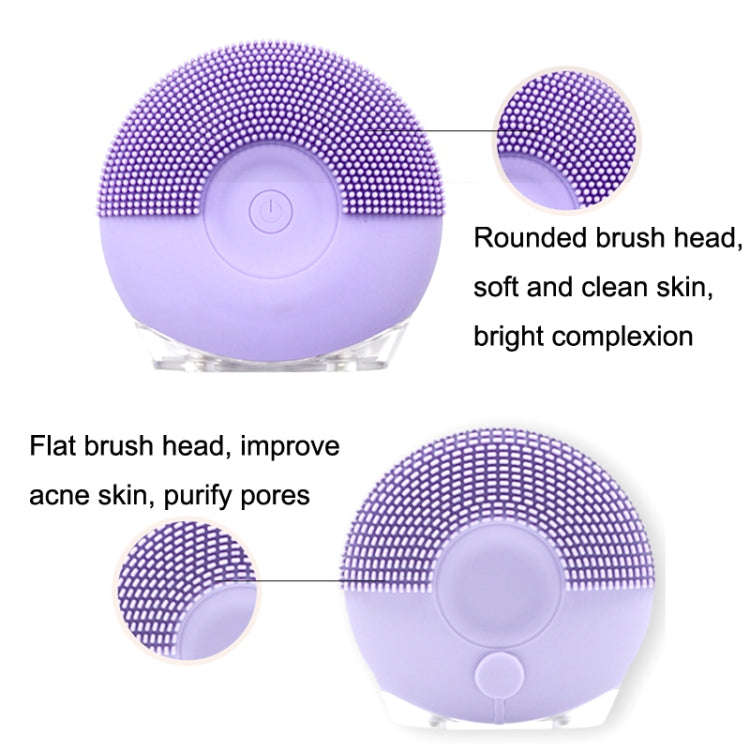 Silicone Sound Wave Vibration Massage Cleansing Bristles Pore Cleaning Beauty Brush, Colour: Blue
